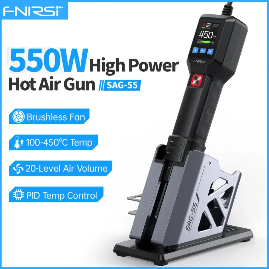 FNIRSI SAG-55 Micro Hot Air Gun 550W with Stand BGA Rework 1
