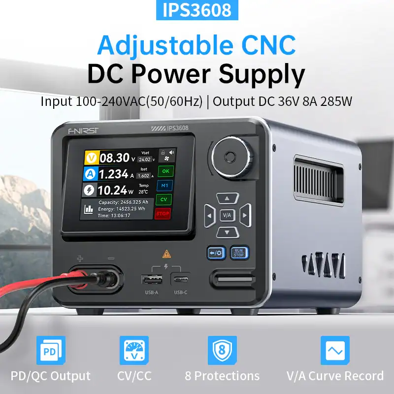 FNIRSI IPS3608 Bench Power Supply 36V 8A 285W USB Type 1