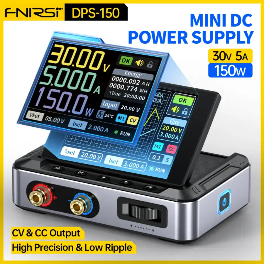 FNIRSI DPS-150 DC Power Supply Adjustable 30V 5A 4-Digit IPS Display 1