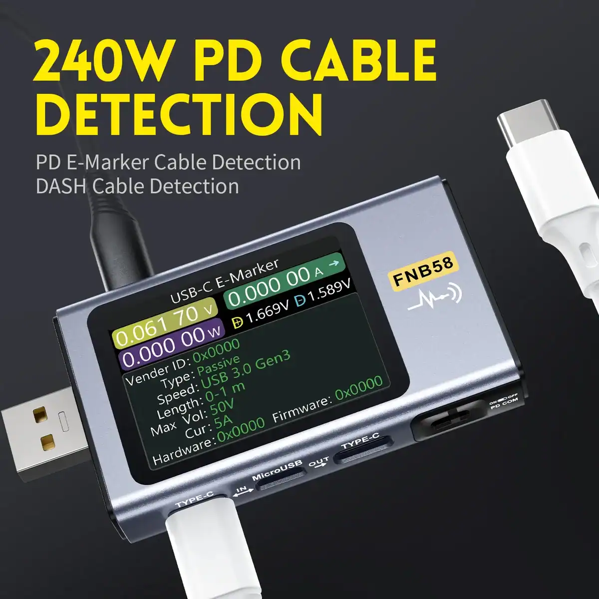 FNIRSI-FNB58 USB Tester TYPE-C Fast Charge Capacity Ripple Measurement - FNIRSI Oscilloscopes Store in UK FNIRSI-FNB58 USB Tester TYPE-C Fast Charge Capacity Ripple Measurement 3