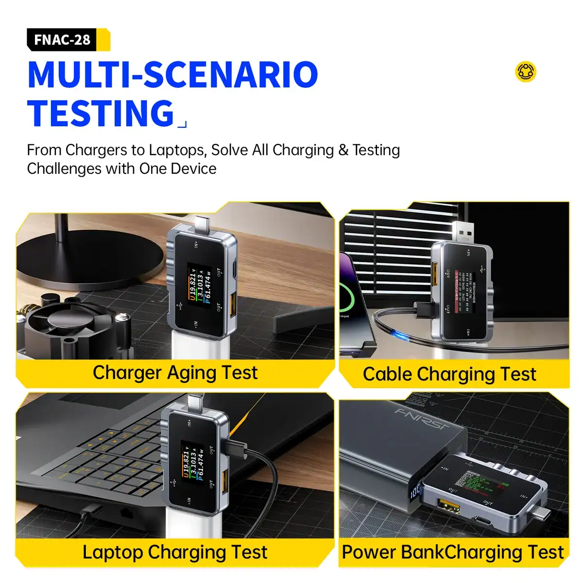 FNIRSI FNAC-28 Type-C 2 IN 1 USB Tester - FNIRSI Oscilloscopes Store in UK FNIRSI FNAC-28 2 IN 1 Type-C USB Tester 6