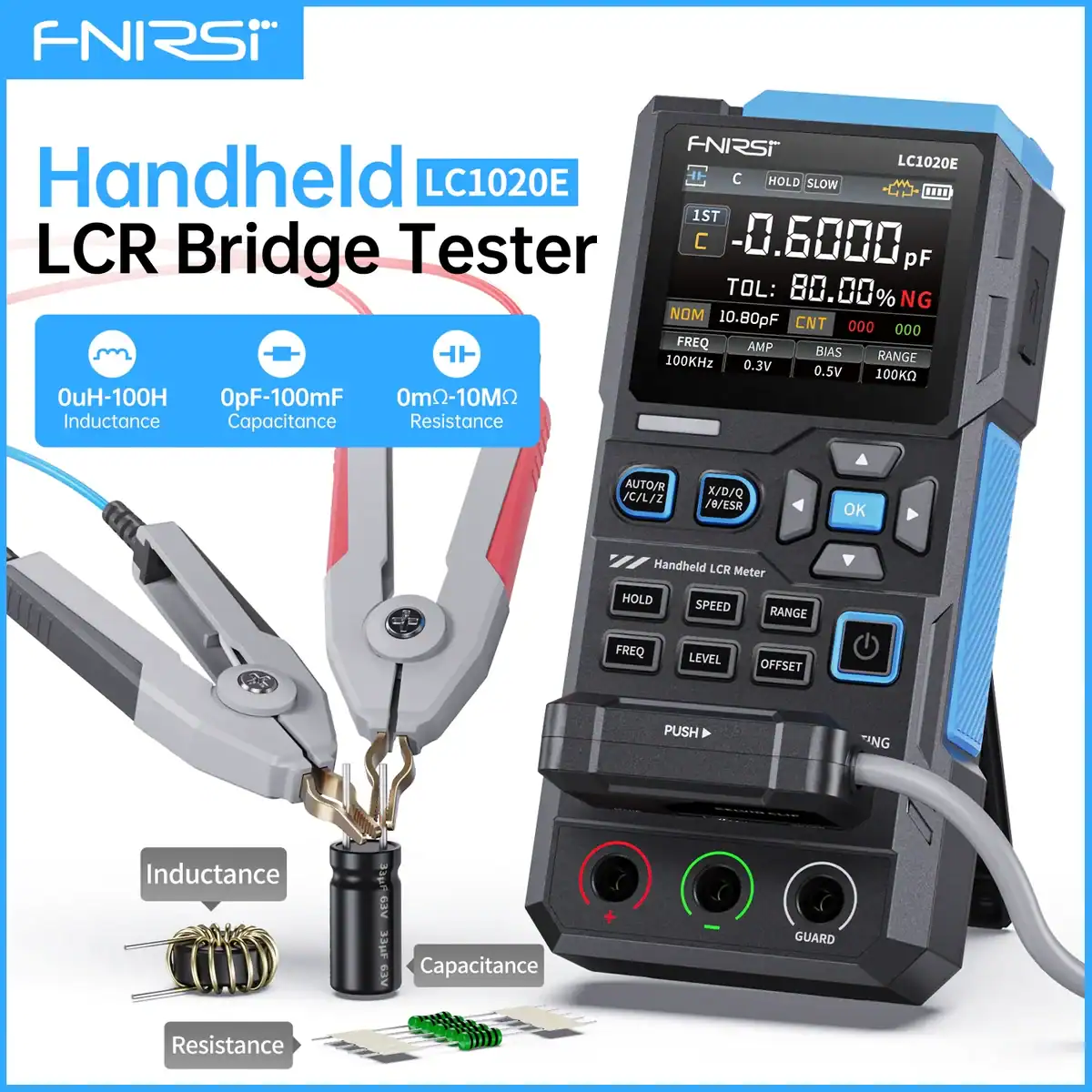 FNIRSI LC1020E Digital Bridge LCR ESR Tester Electronic Component Measurement - FNIRSI Oscilloscopes Store in UK FNIRSI LC1020E Digital Bridge LCR ESR Tester Electronic Component Measurement 1