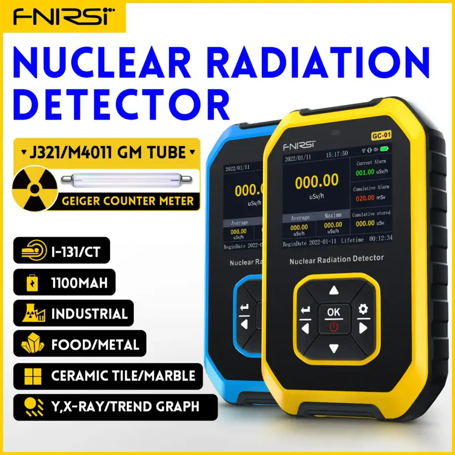 FNIRSI GC-01 Geiger Counter Nuclear Radiation Detector Personal Dosimeter X-ray γ-ray β-ray Radioactivity Test Marble Detector 1