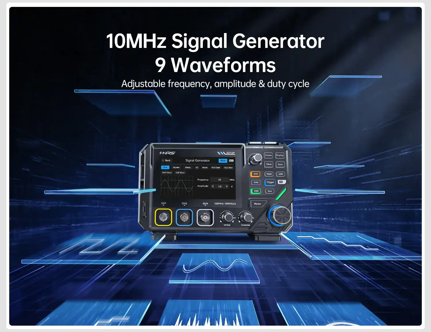 FNIRSI 2D15P Benchtop 3 in 1 Oscilloscope Multimeter Signal Generator - FNIRSI Oscilloscopes Store in UK FNIRSI 2D15P Digital Oscilloscope Multimeter Signal Generator 3IN1 Touch Screen 2Channel 100MHz Bandwidth 500MSa/s 20000 Counts 25