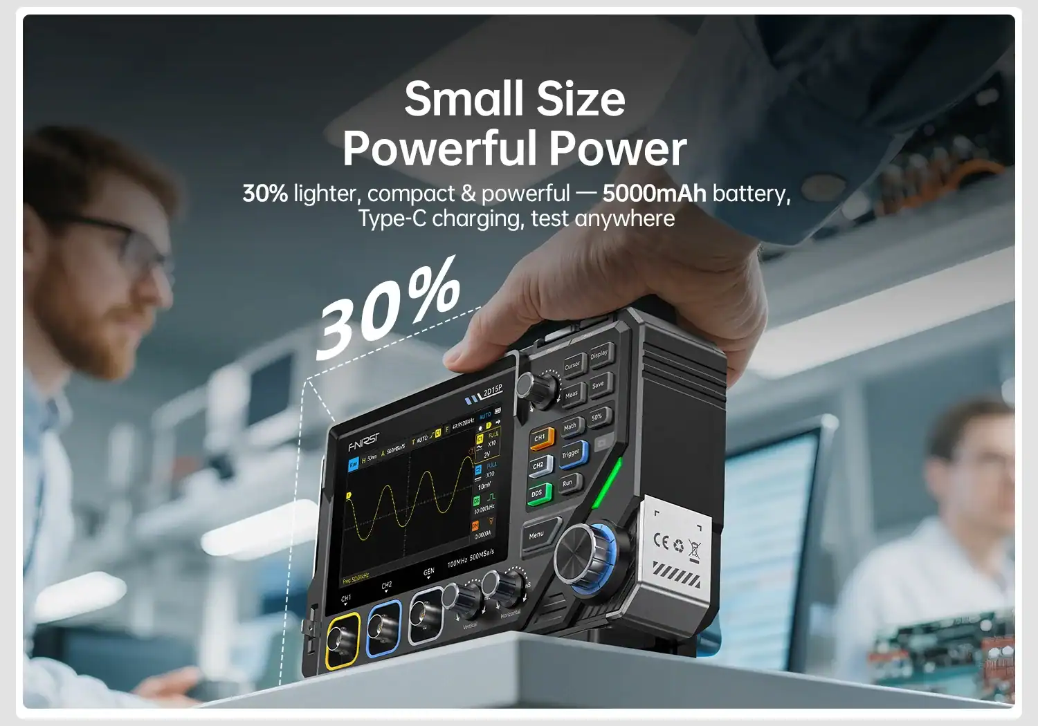 FNIRSI 2D15P Benchtop 3 in 1 Oscilloscope Multimeter Signal Generator - FNIRSI Oscilloscopes Store in UK FNIRSI 2D15P Digital Oscilloscope Multimeter Signal Generator 3IN1 Touch Screen 2Channel 100MHz Bandwidth 500MSa/s 20000 Counts 15