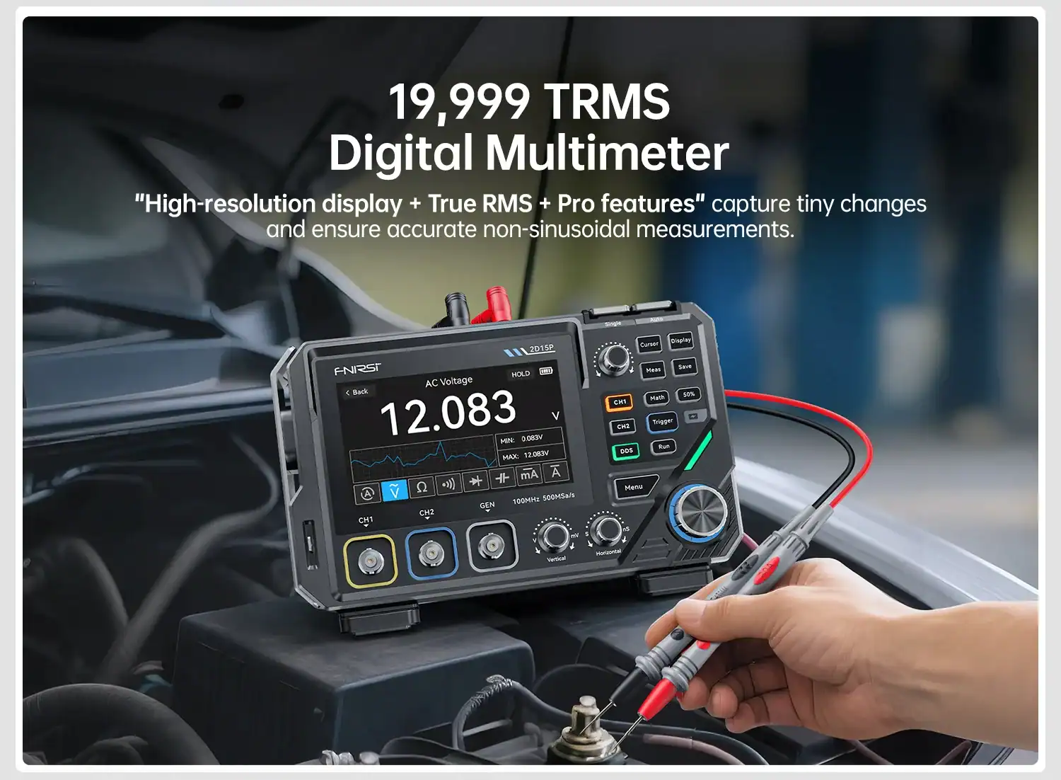 FNIRSI 2D15P Benchtop 3 in 1 Oscilloscope Multimeter Signal Generator - FNIRSI Oscilloscopes Store in UK FNIRSI 2D15P Digital Oscilloscope Multimeter Signal Generator 3IN1 Touch Screen 2Channel 100MHz Bandwidth 500MSa/s 20000 Counts 23