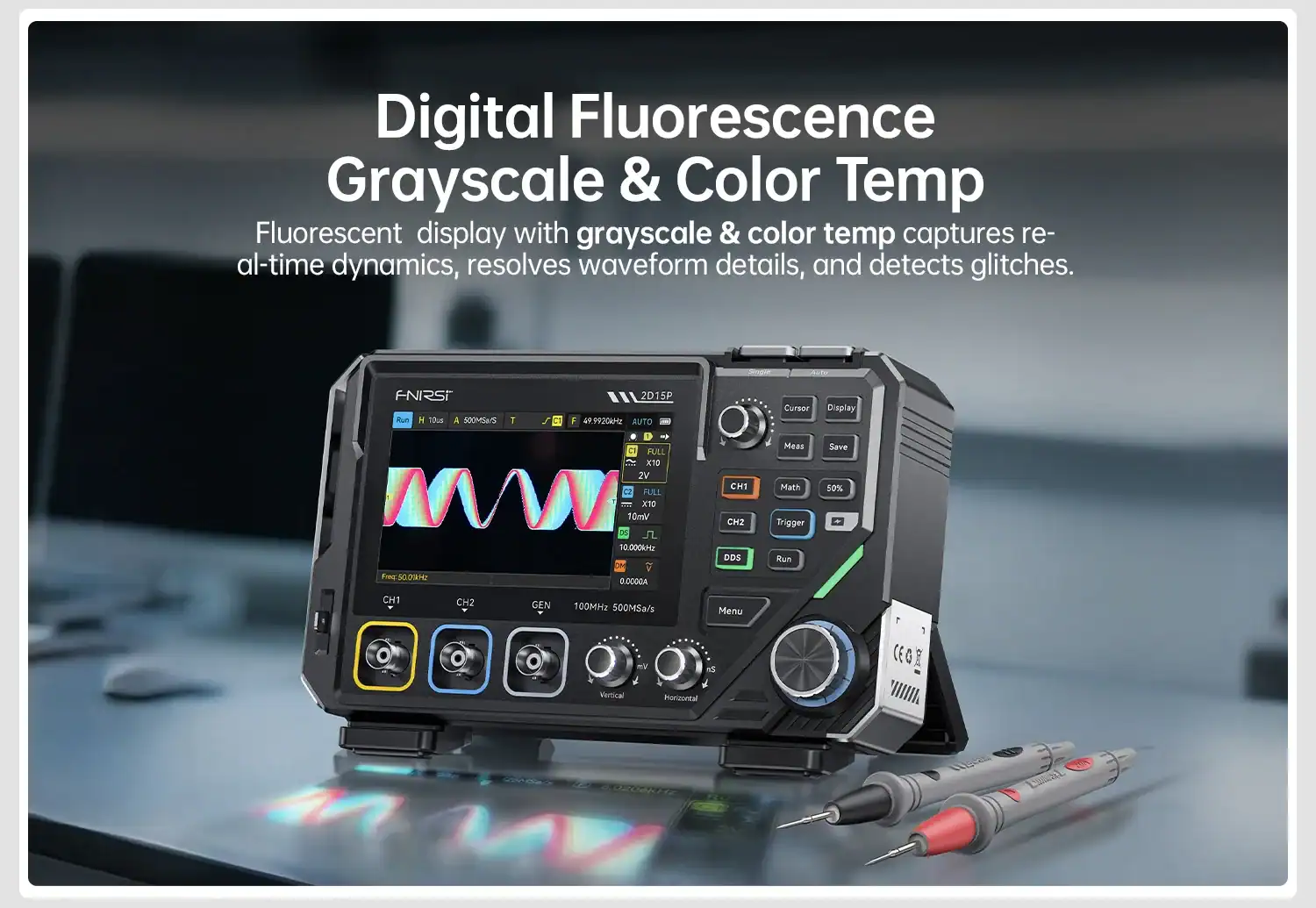 FNIRSI 2D15P Benchtop 3 in 1 Oscilloscope Multimeter Signal Generator - FNIRSI Oscilloscopes Store in UK FNIRSI 2D15P Digital Oscilloscope Multimeter Signal Generator 3IN1 Touch Screen 2Channel 100MHz Bandwidth 500MSa/s 20000 Counts 20